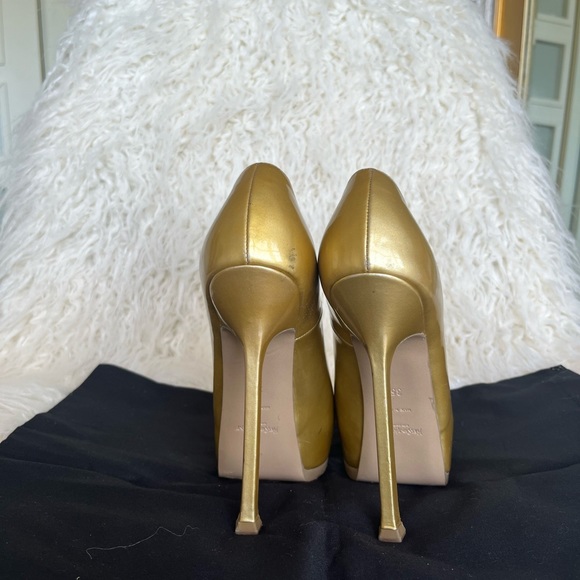 Vintage VSL Saint Laurent gold platform heels - Picture 12 of 12